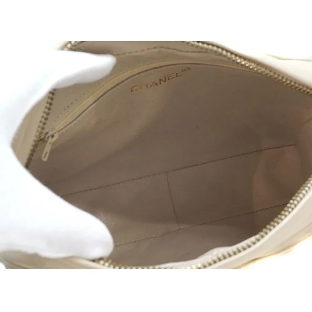 Chanel Beige Bag Chain Gold Metal Fittings